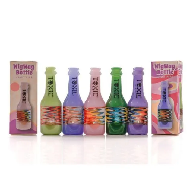 MKGlass TXH12 Toxic Wigwag Bottle 4″ Glass Hand Pipe