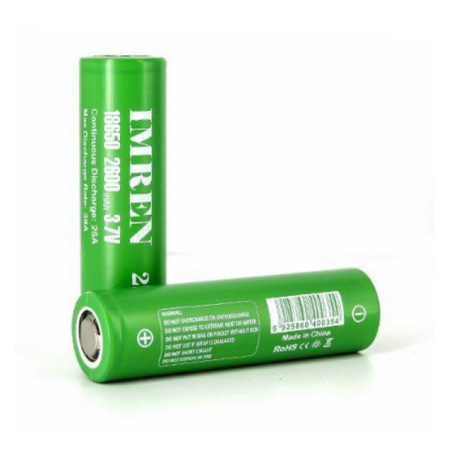 Imren 2500mAh Green 18650 25A Battery 2 Pack Wholesale